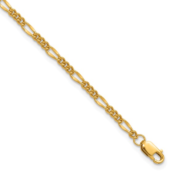 1/20 14K Gold Filled 2.20mm Figaro 6.5in with 1in ext. Bracelet