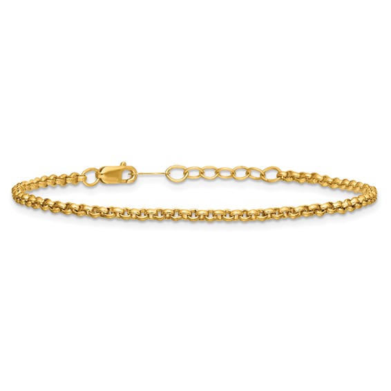 1/20 14K Gold Filled 2.50mm Rolo 6.5in with 1in ext. Bracelet