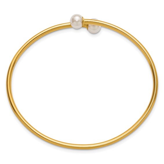 1/20 14K Gold Filled Crystal Simulated Pearl 2.25mm Flexible Bangle