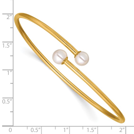 1/20 14K Gold Filled Crystal Simulated Pearl 2.25mm Flexible Bangle