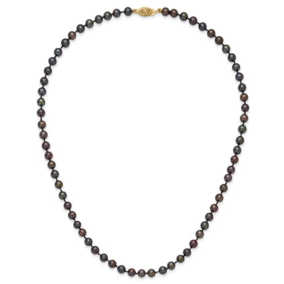 Gold Filled Black Near Round FWC Pearl Necklace