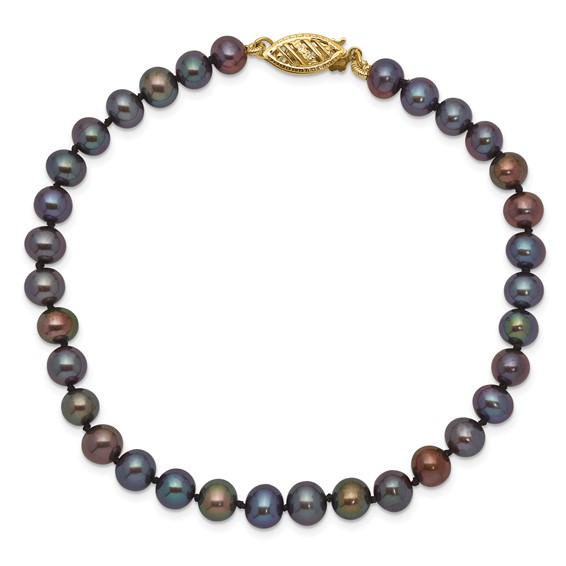 Gold Filled Black Near Round FWC Pearl Bracelet
