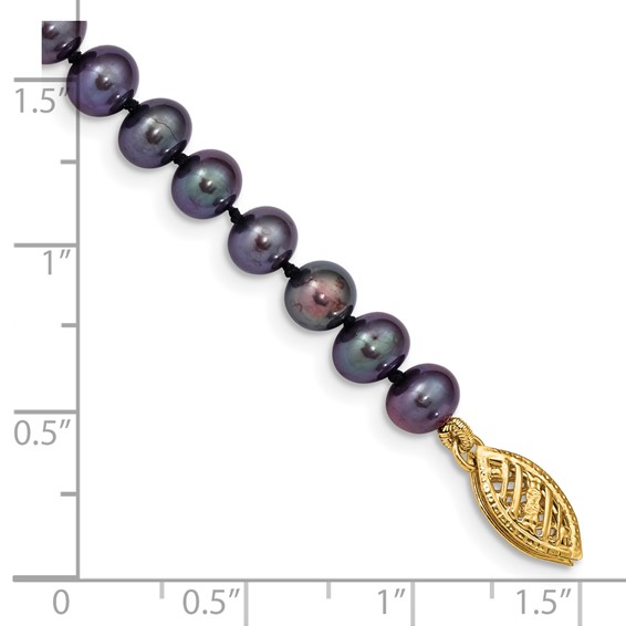 Gold Filled Black Near Round FWC Pearl Bracelet