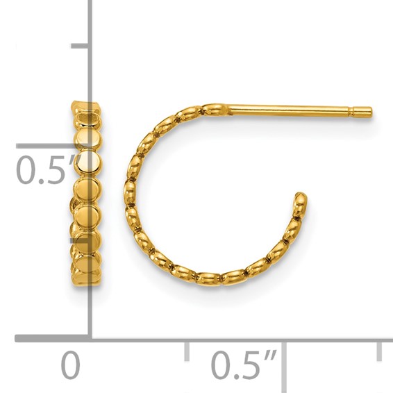 1/20 14K Gold Filled 1.90 x 12mm Beaded Post Hoop Earrings