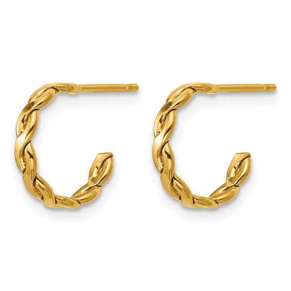 1/20 14K Gold Filled 2.50 x 12mm Braided Post Hoop Earrings