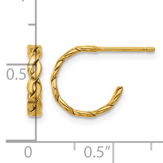1/20 14K Gold Filled 2.50 x 12mm Braided Post Hoop Earrings