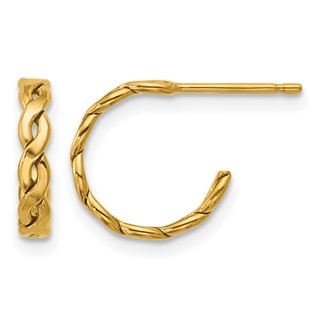 1/20 14K Gold Filled 2.50 x 12mm Braided Post Hoop Earrings