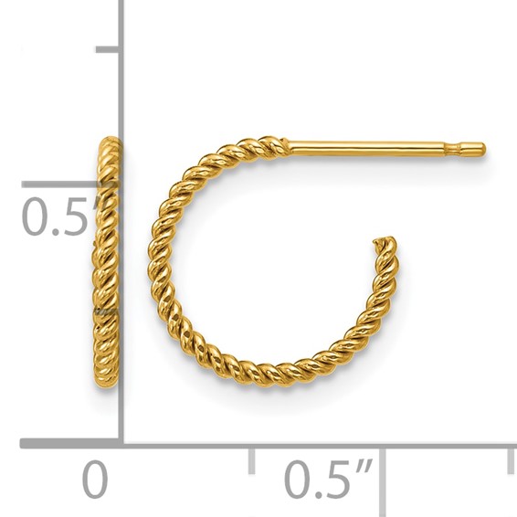 1/20 14K Gold Filled 1.20 x 12mm Twisted Post Hoop Earrings