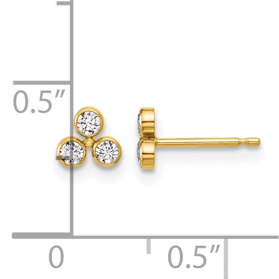 1/20 14K Gold Filled 5.25mm 3 CZ Bezel Post Earrings