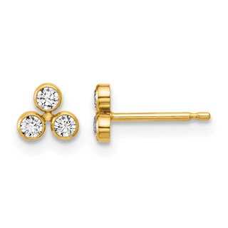 1/20 14K Gold Filled 5.25mm 3 CZ Bezel Post Earrings