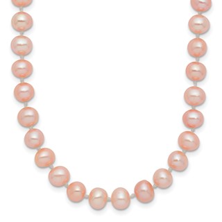 Gold Filled Pink Near Round FWC Pearl Neckalce