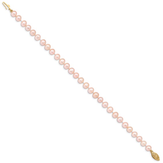 Gold Filled Pink Near Round FWC Pearl Bracelet