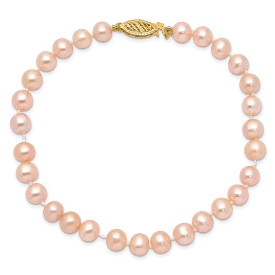 Gold Filled Pink Near Round FWC Pearl Bracelet