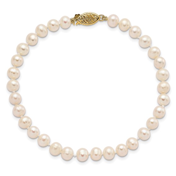 Gold Filled Near Round Freshwater Cultured Pearl Bracelet
