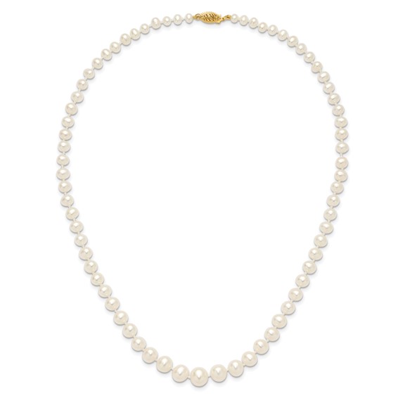 1/20 14K Gold Filled 4-8mm White FWC Pearl Graduated 18in Necklace