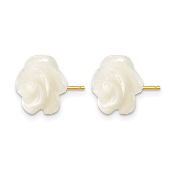 1/20 14K Gold Filled 10mm White MOP Flower Design Post Earrings