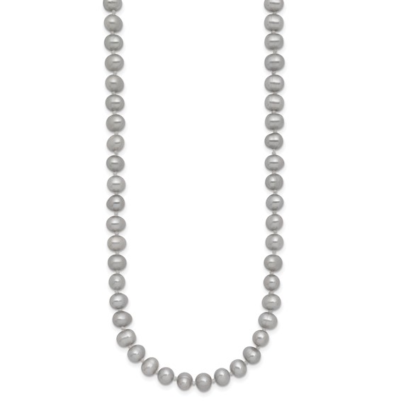 Gold Filled Grey Near Round FWC Pearl Necklace