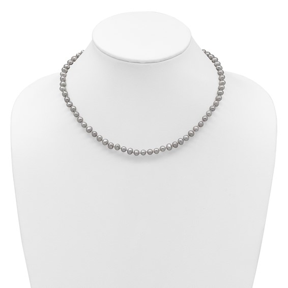 Gold Filled Grey Near Round FWC Pearl Necklace