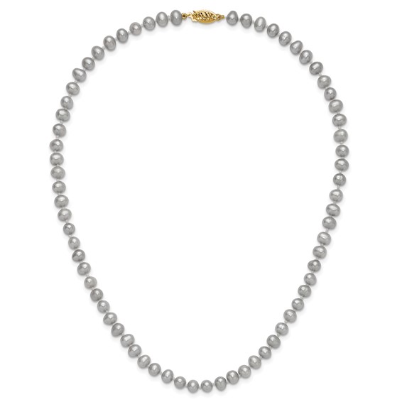 Gold Filled Grey Near Round FWC Pearl Necklace
