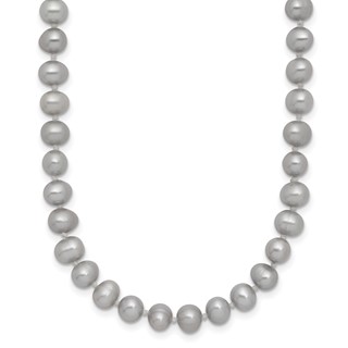 Gold Filled Grey Near Round FWC Pearl Necklace