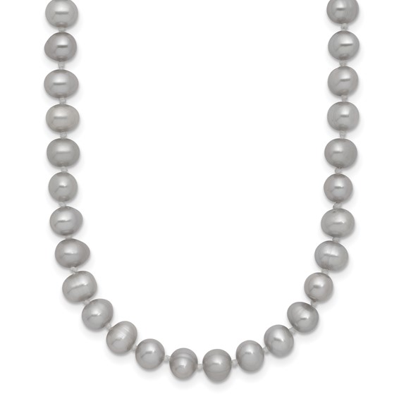 Gold Filled Grey Near Round FWC Pearl Necklace