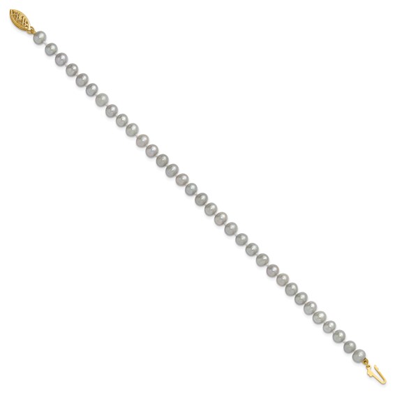 Gold Filled Grey Near Round FWC Pearl Bracelet