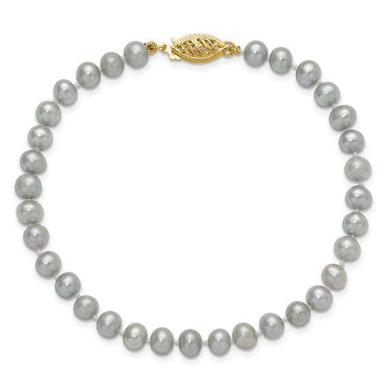 Gold Filled Grey Near Round FWC Pearl Bracelet