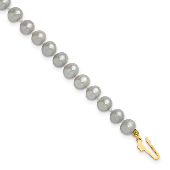 Gold Filled Grey Near Round FWC Pearl Bracelet