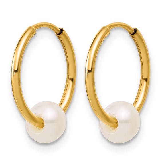 Gold Filled FWC Pearl Hoop Earrings