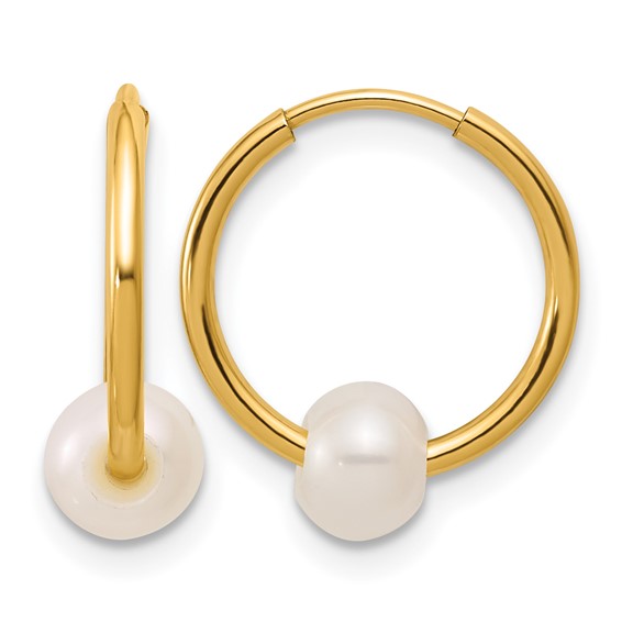 Gold Filled FWC Pearl Hoop Earrings
