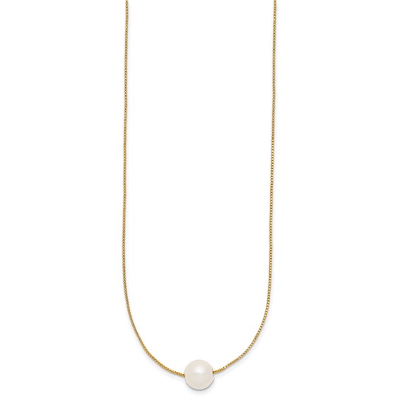 1/20 14K Gold Filled 9-10mm Round White FWC Pearl 18in Necklace