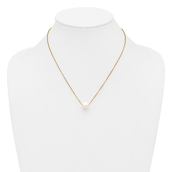 1/20 14K Gold Filled 9-10mm Round White FWC Pearl 18in Necklace
