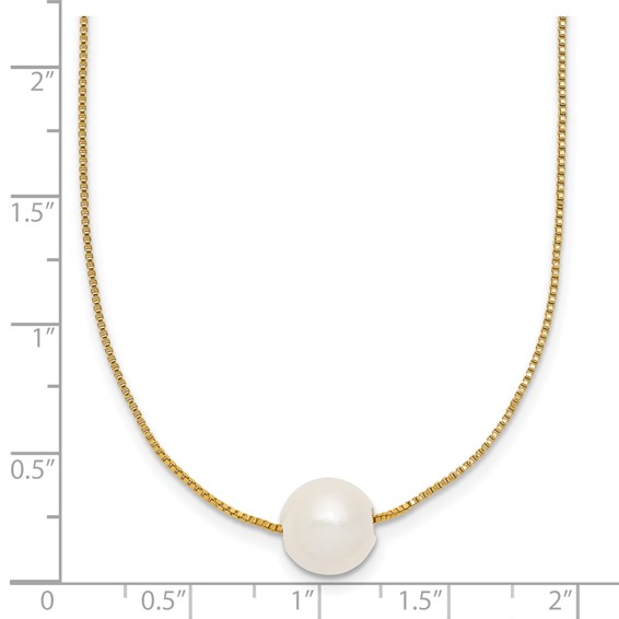 1/20 14K Gold Filled 9-10mm Round White FWC Pearl 18in Necklace