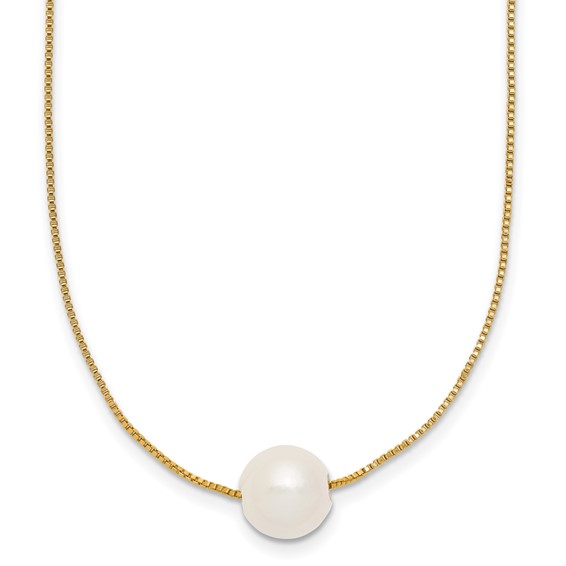1/20 14K Gold Filled 9-10mm Round White FWC Pearl 18in Necklace