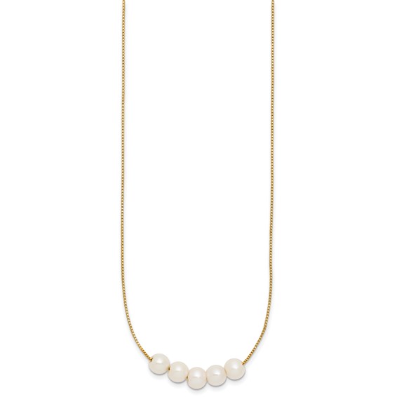 1/20 14K Gold Filled 6-7mm 5 Near Round White FWC Pearl 18in Necklace