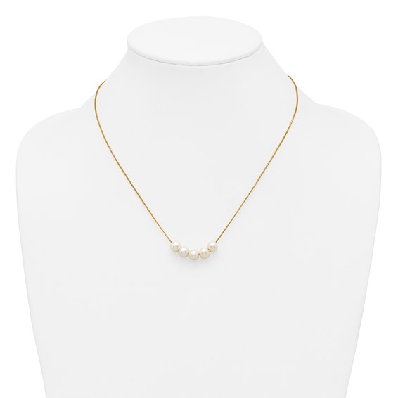 1/20 14K Gold Filled 6-7mm 5 Near Round White FWC Pearl 18in Necklace