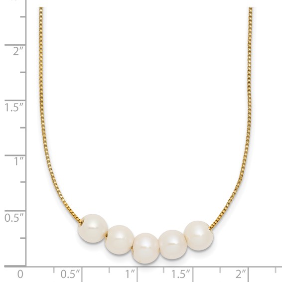 1/20 14K Gold Filled 6-7mm 5 Near Round White FWC Pearl 18in Necklace