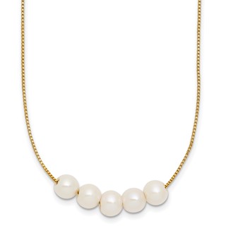 1/20 14K Gold Filled 6-7mm 5 Near Round White FWC Pearl 18in Necklace