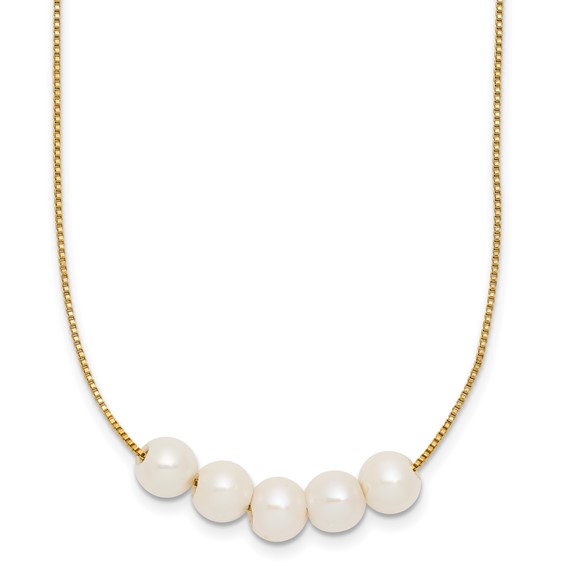 1/20 14K Gold Filled 6-7mm 5 Near Round White FWC Pearl 18in Necklace