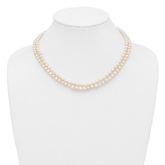 1/20 14K Gold Filled 5-6mm Near Rnd White FWC Pearl 2-Strand 18in Necklace