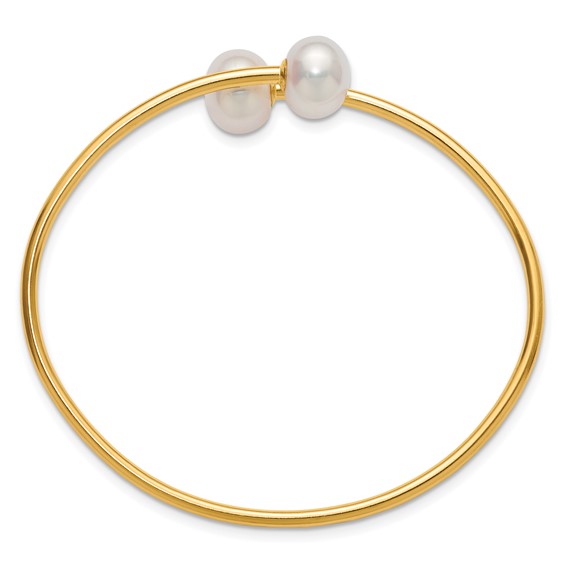 1/20 14K Gold Filled 10-11mm Button White FWC Pearl Flexible Bangle