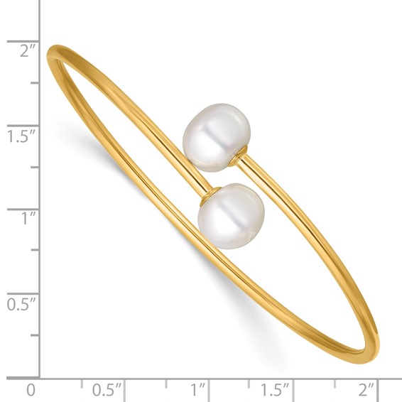 1/20 14K Gold Filled 10-11mm Button White FWC Pearl Flexible Bangle