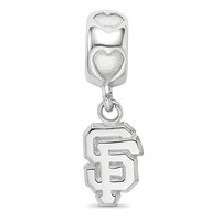 Sterling Silver RH-plate LogoArt San Francisco Giants SF on Heart Bead view 4