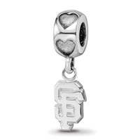 Sterling Silver RH-plate LogoArt San Francisco Giants SF on Heart Bead view 2