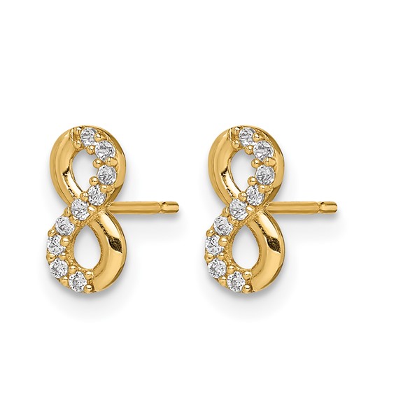 14k Madi K Infinity Symbol CZ Childrens Post Earrings