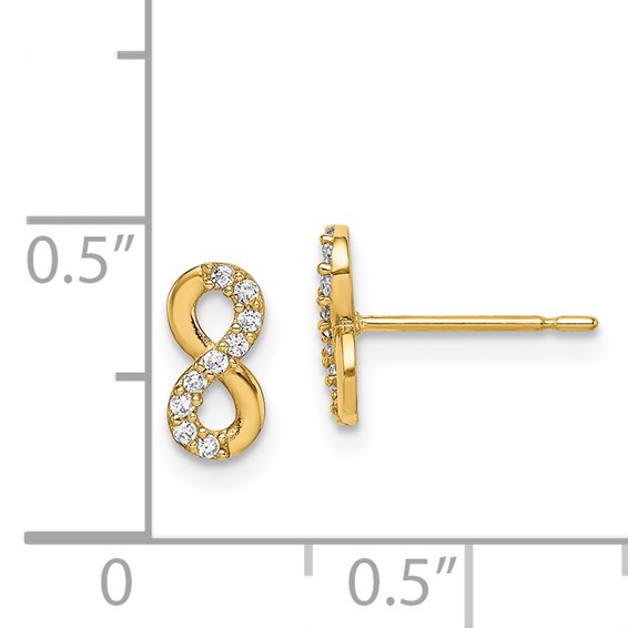 14k Madi K Infinity Symbol CZ Childrens Post Earrings