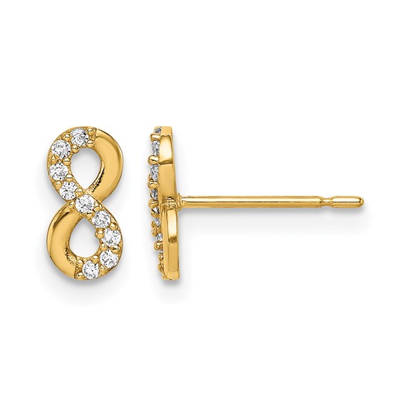 14k Madi K Infinity Symbol CZ Childrens Post Earrings