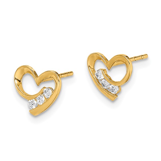 14k Madi K CZ Heart Childrens Post Earrings