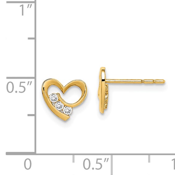 14k Madi K CZ Heart Childrens Post Earrings