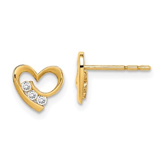 14k Madi K CZ Heart Childrens Post Earrings
